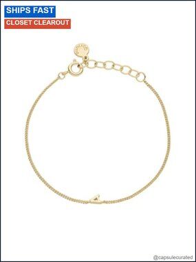 18k Gold Plated Alphabet Initial Link Bracelet Adjustable 6-7"